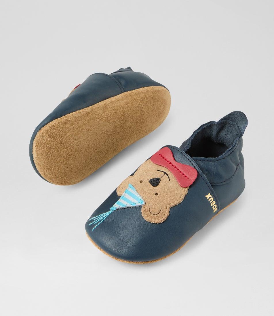 Bobux Ss Party Bear Infant Navy Leather Flat Shoes