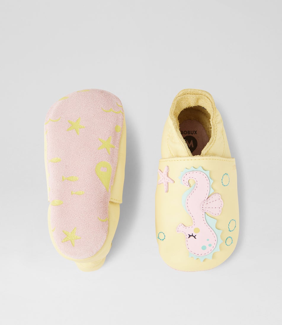 Bobux Ss Seahorse Pale Banana Leather Flat Shoes