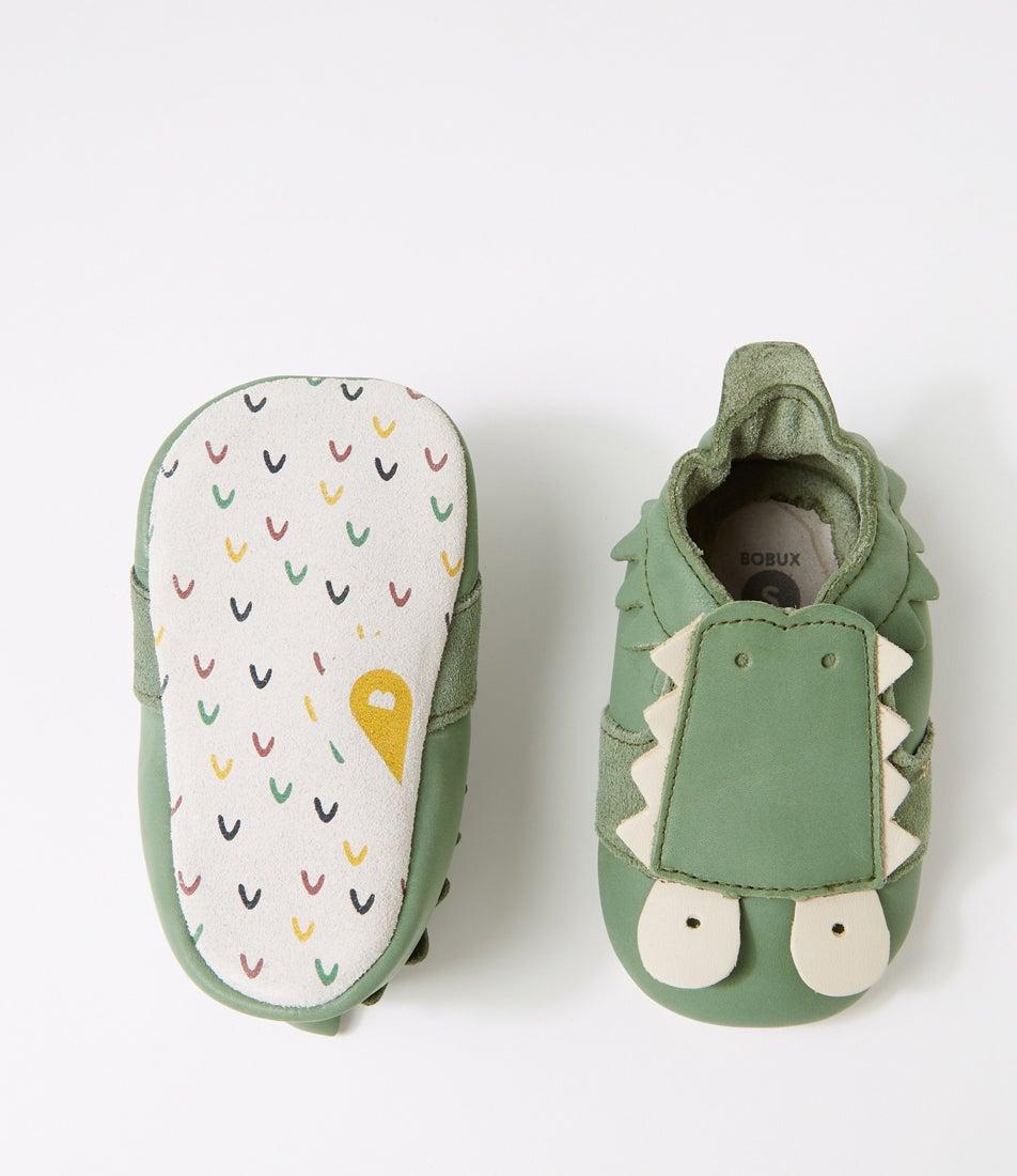 Bobux Ss Snap Infant Olive Leather Flat Shoes