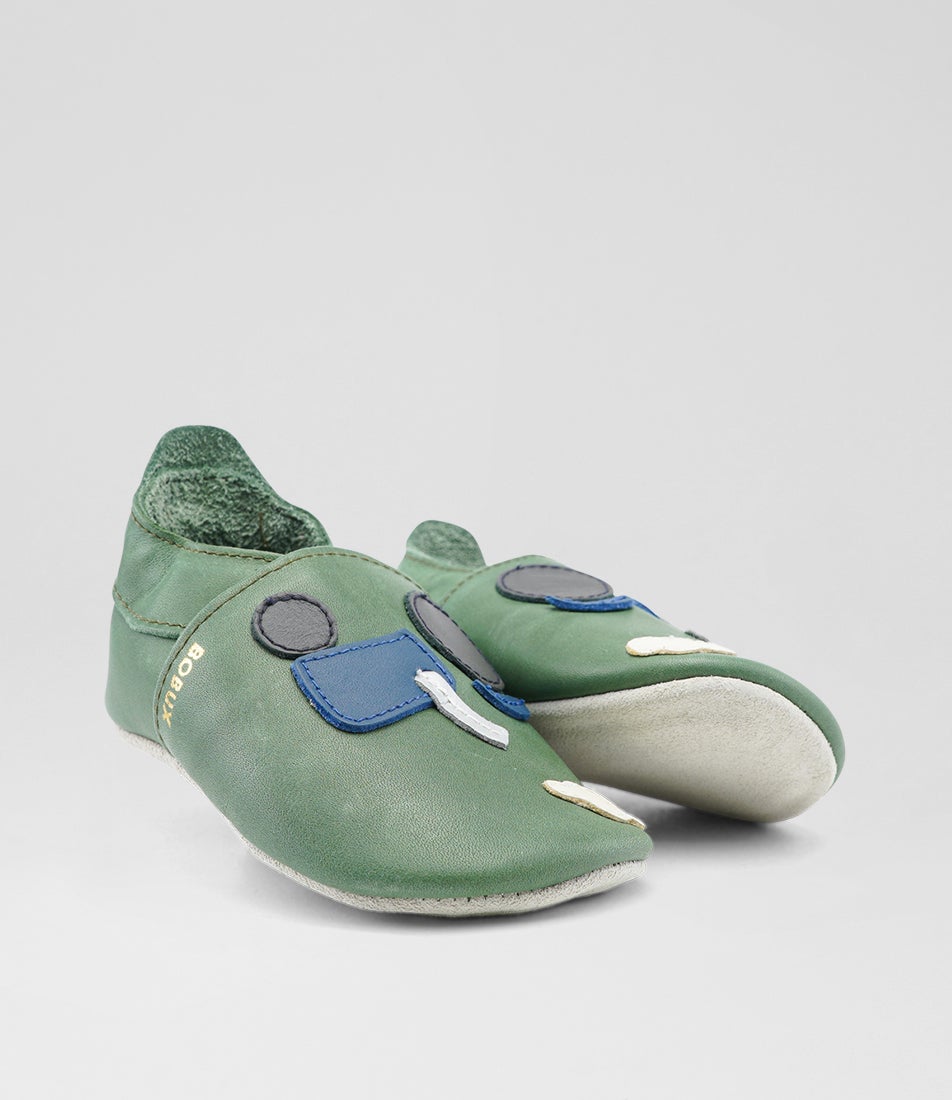 Bobux Ss Tracks Infant Olive Leather Sneakers