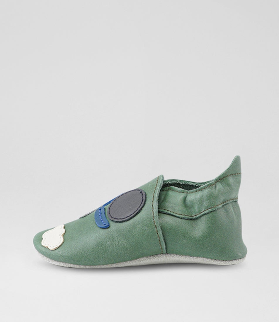 bobux Ss Tracks Infant Olive Leather Sneakers