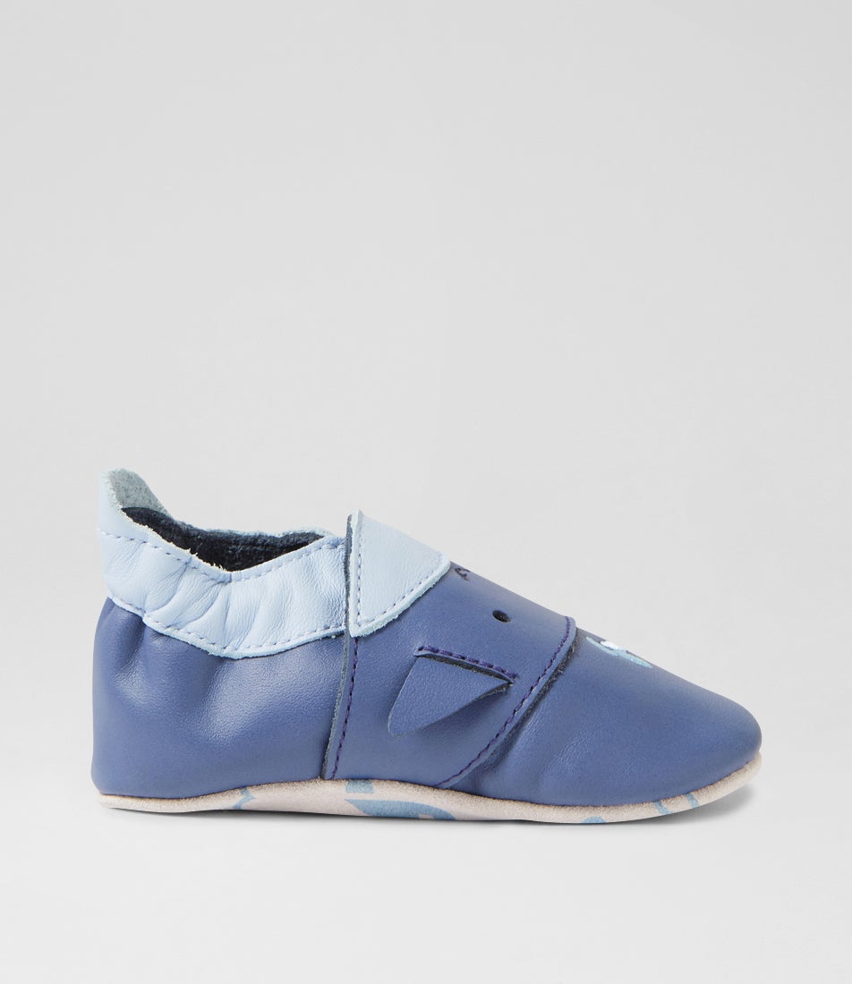 Bobux Ss Whale Blue Indigo Leather Flat Shoes