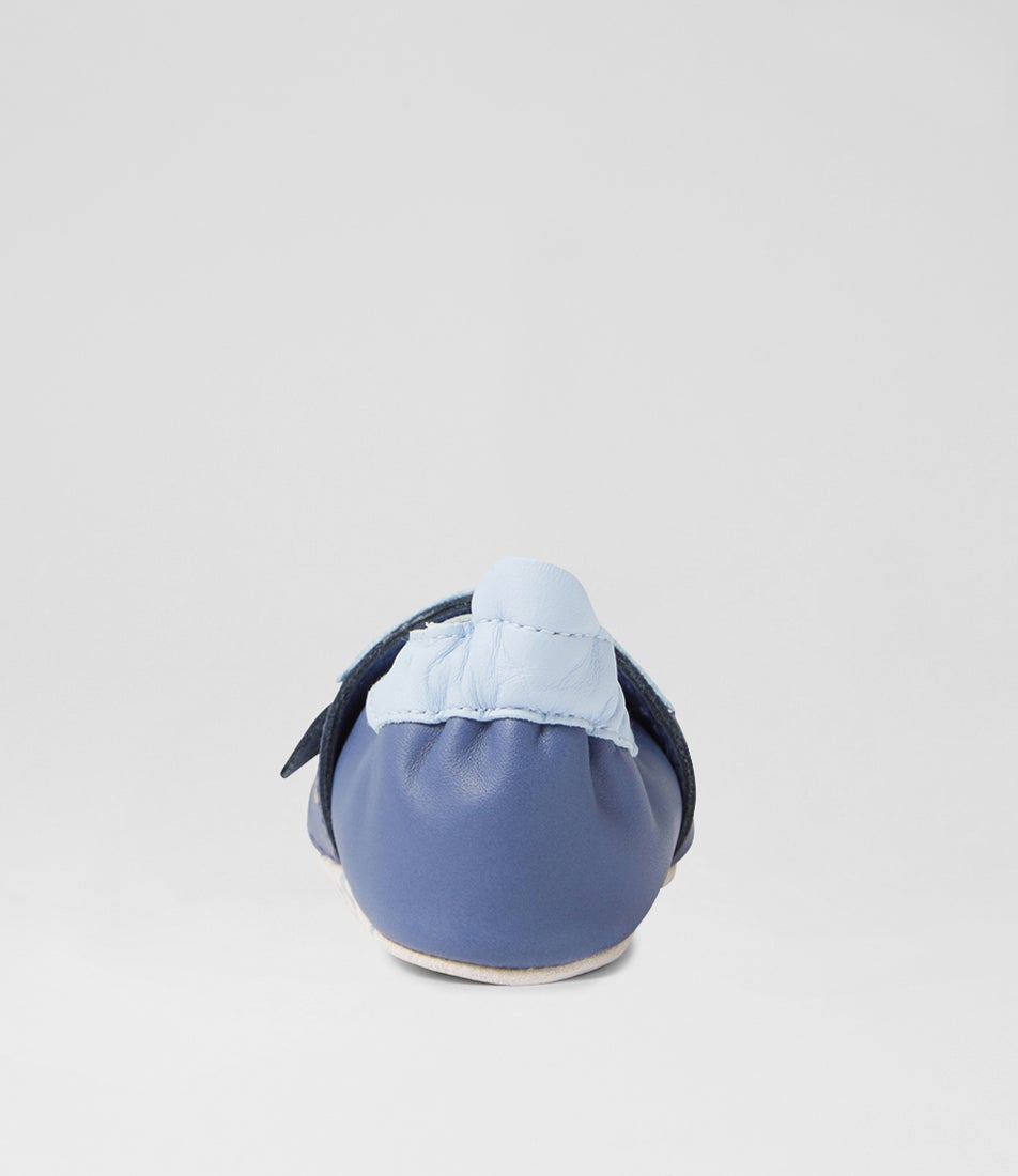 Bobux Ss Whale Blue Indigo Leather Flat Shoes