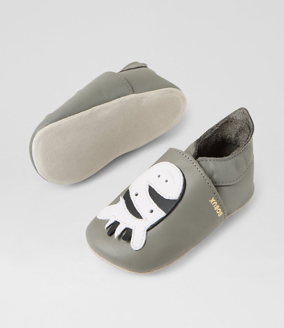 Bobux Ss Zebra Infant Grey Leather Flat Shoes