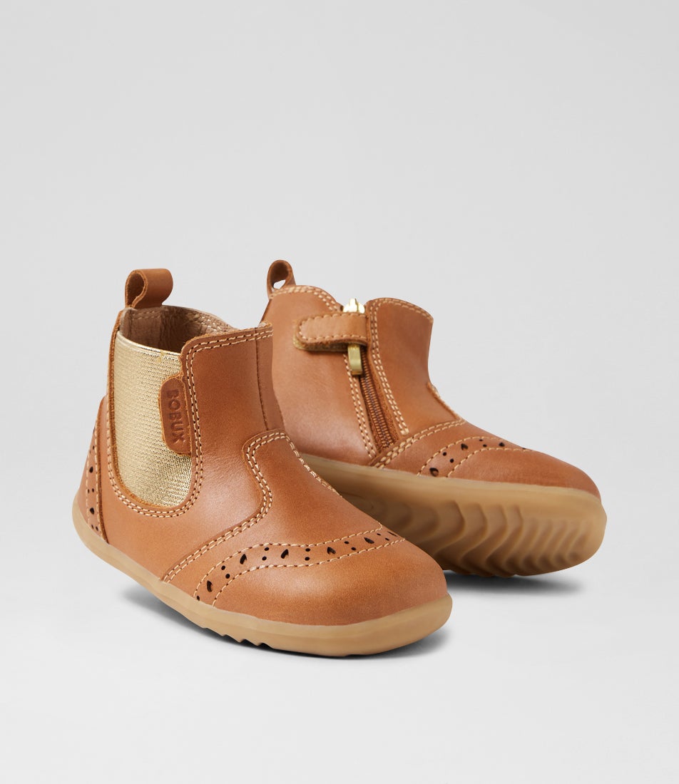 bobux Su Billie Caramel Leather Ankle Boots