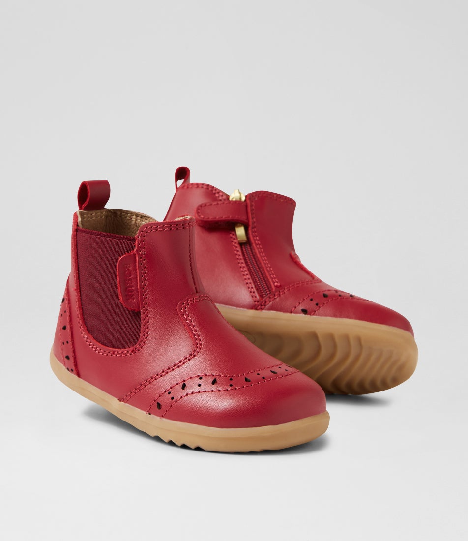 bobux Su Billie Tibitan Red Leather Ankle Boots
