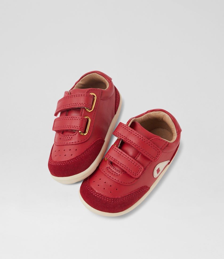 bobux Su Champ Pompeian Red Leather Flat Shoes