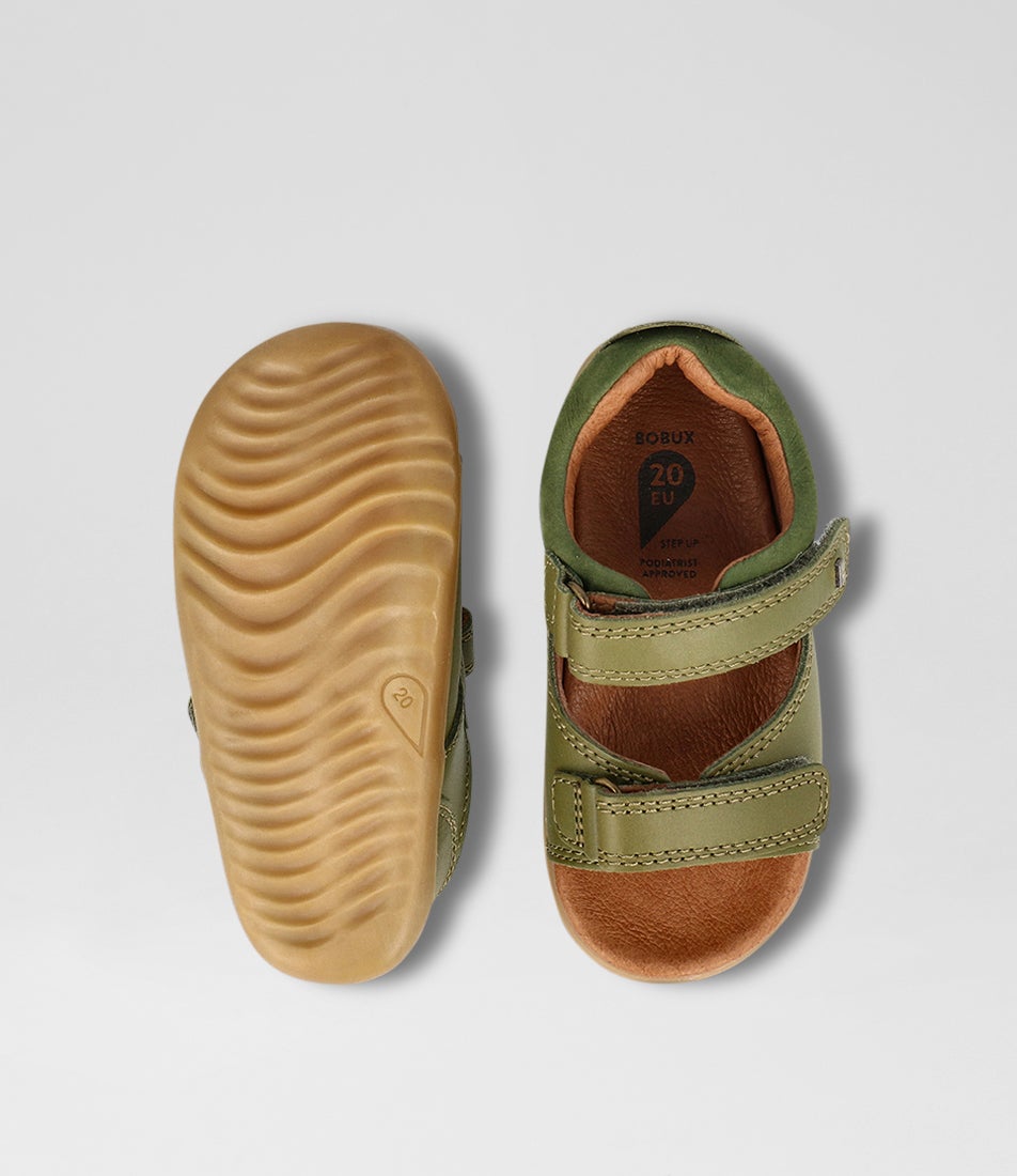 bobux Su Driftwood Infant Sea Kelp Leather Sandals