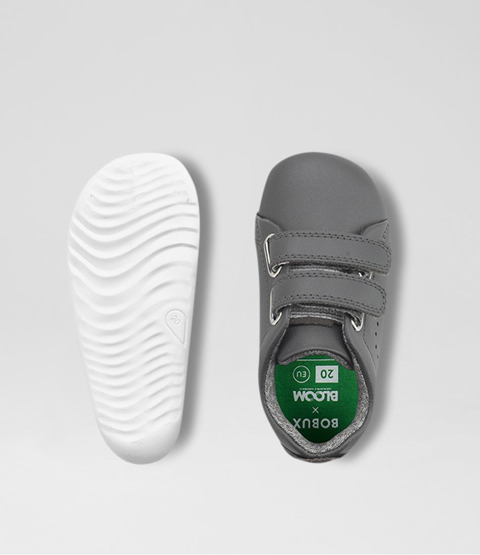 Bobux Su Grass Court Infant Smoke Leather Sneakers