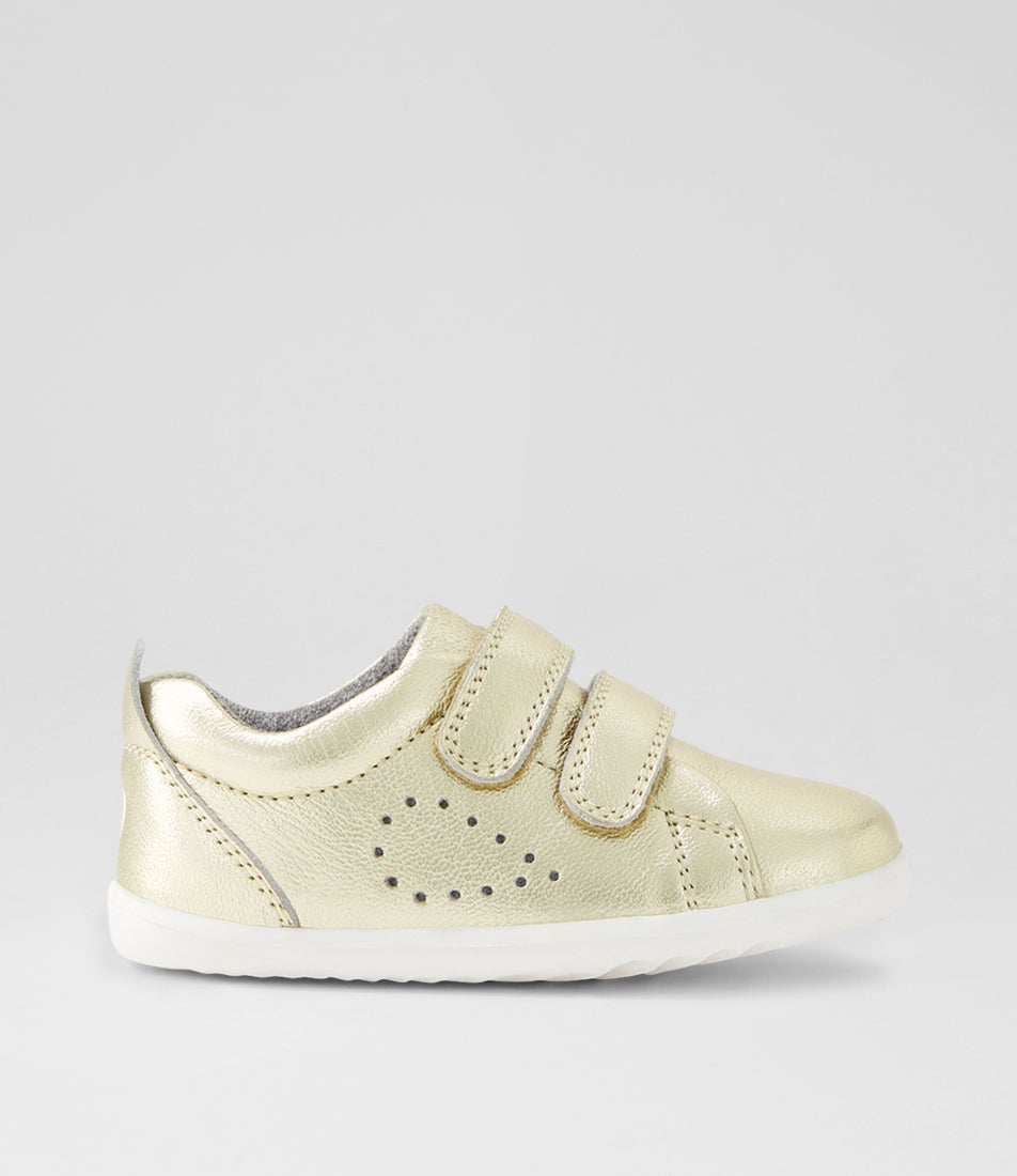 Bobux Su Grass Court Pale Gold Leather Flat Shoes