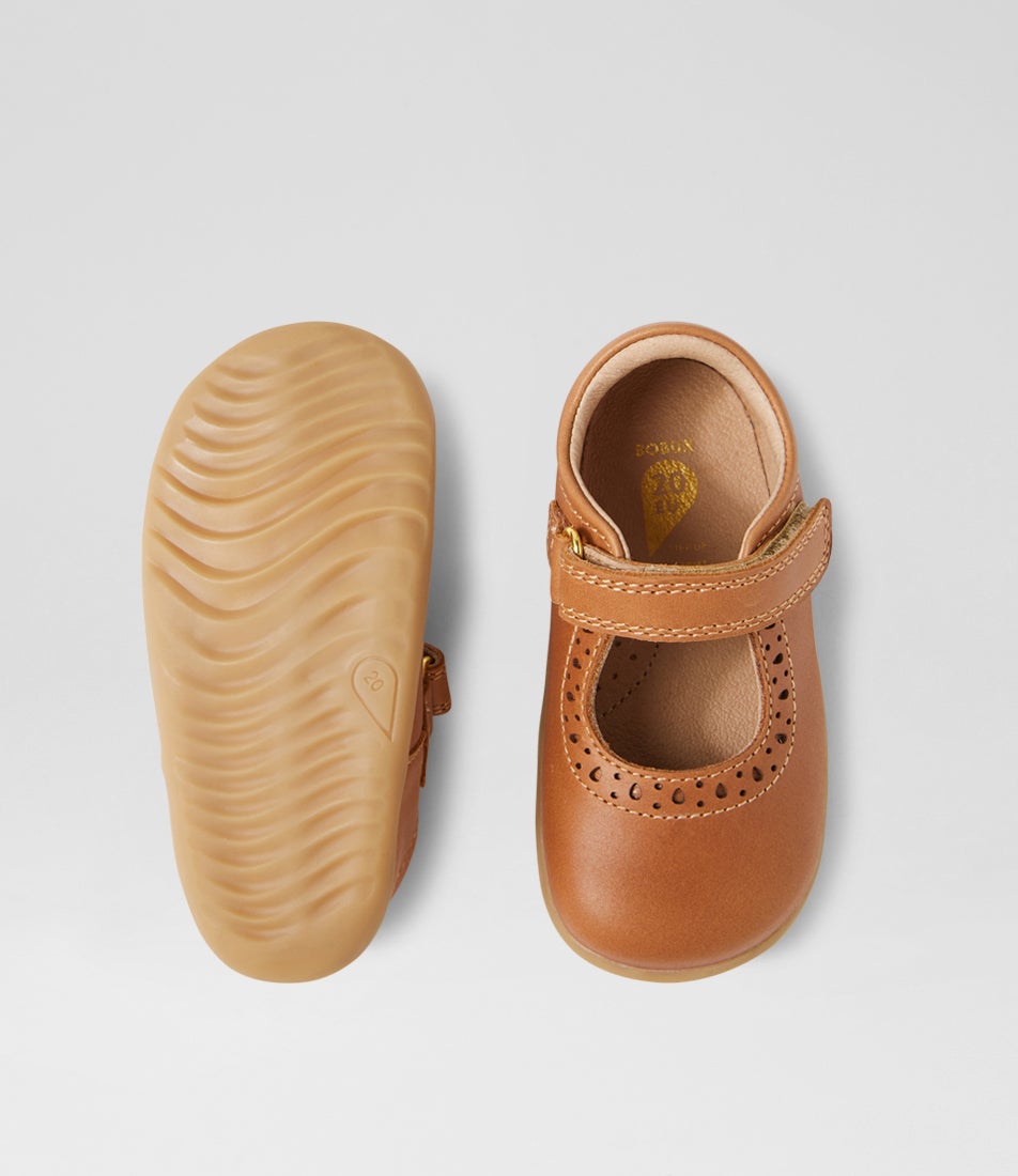 Bobux Su Lola Caramel Leather Flat Shoes