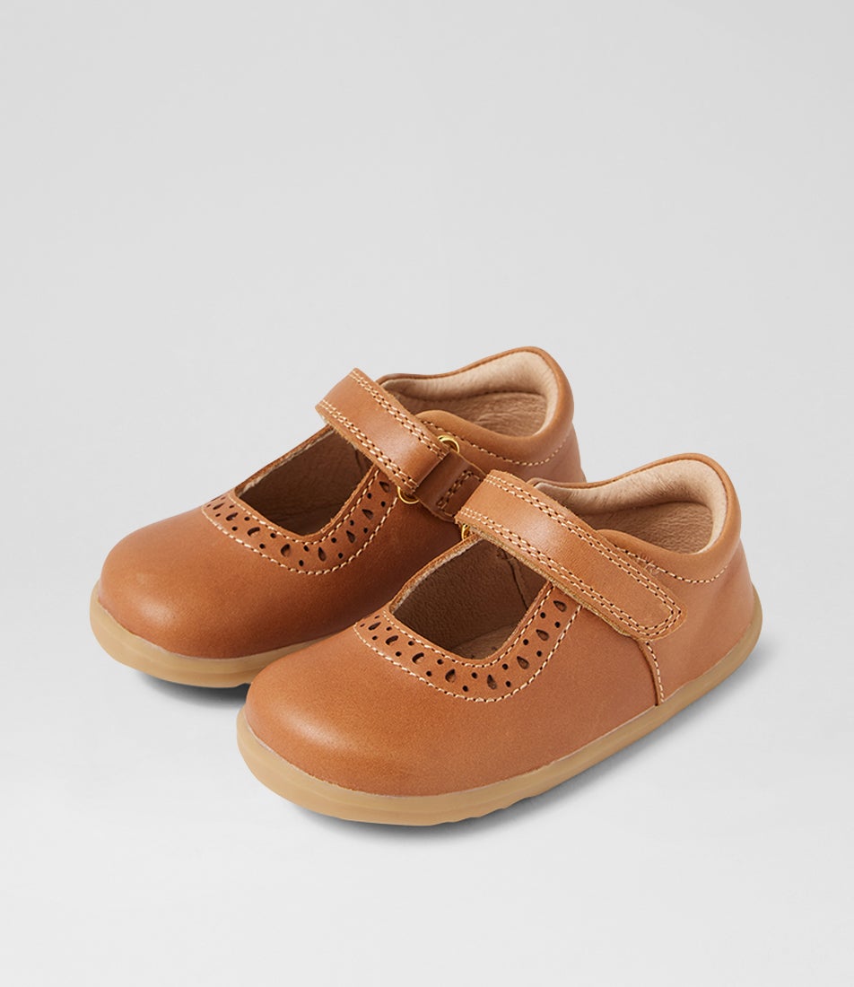 bobux Su Lola Caramel Leather Flat Shoes