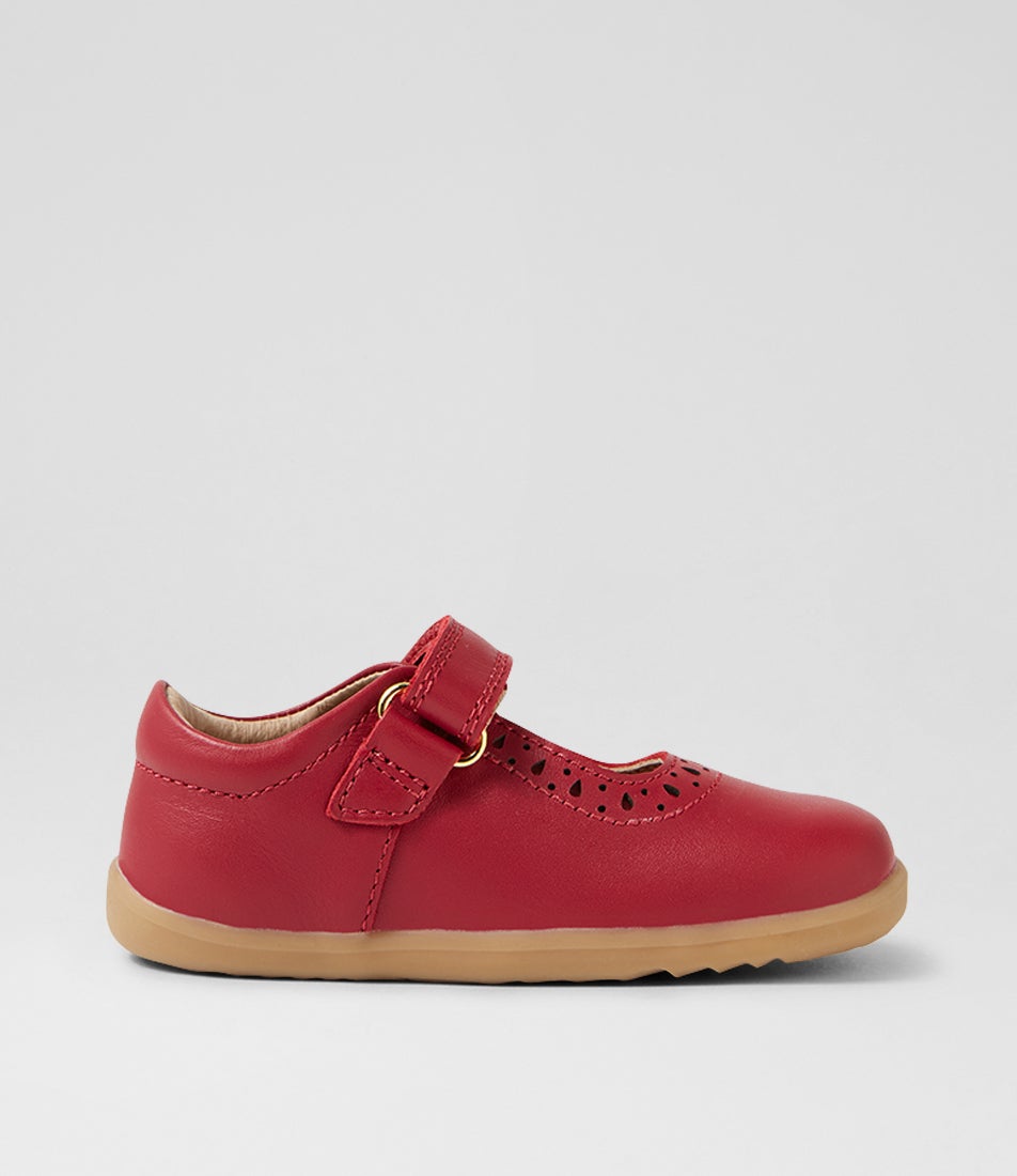 Bobux Su Lola Tibitan Red Leather Flat Shoes