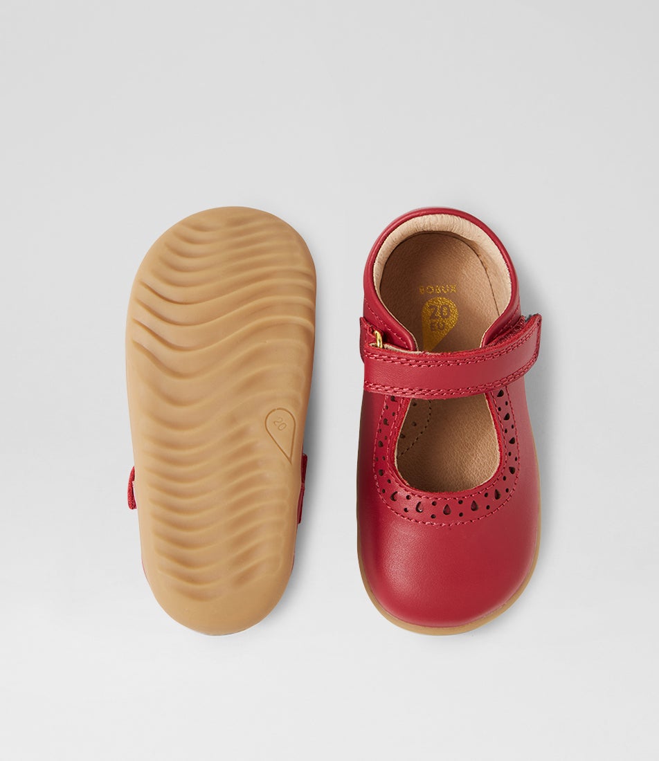 Bobux Su Lola Tibitan Red Leather Flat Shoes