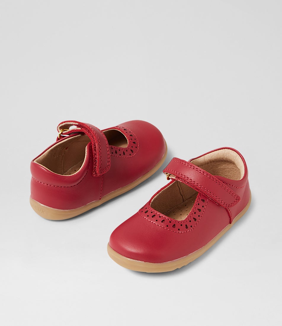 bobux Su Lola Tibitan Red Leather Flat Shoes