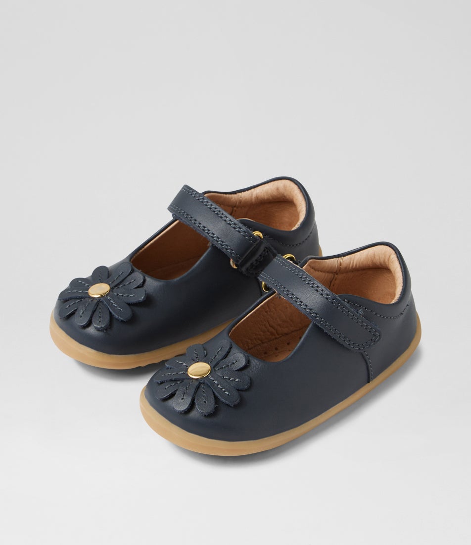 bobux Su Pixie Navy Leather Flat Shoes