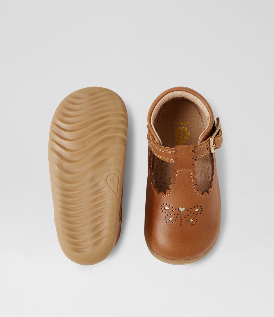 Bobux Su Poppy Caramel Leather Flat Shoes