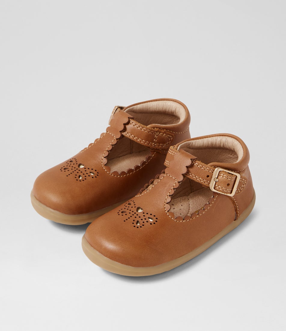 bobux Su Poppy Caramel Leather Flat Shoes