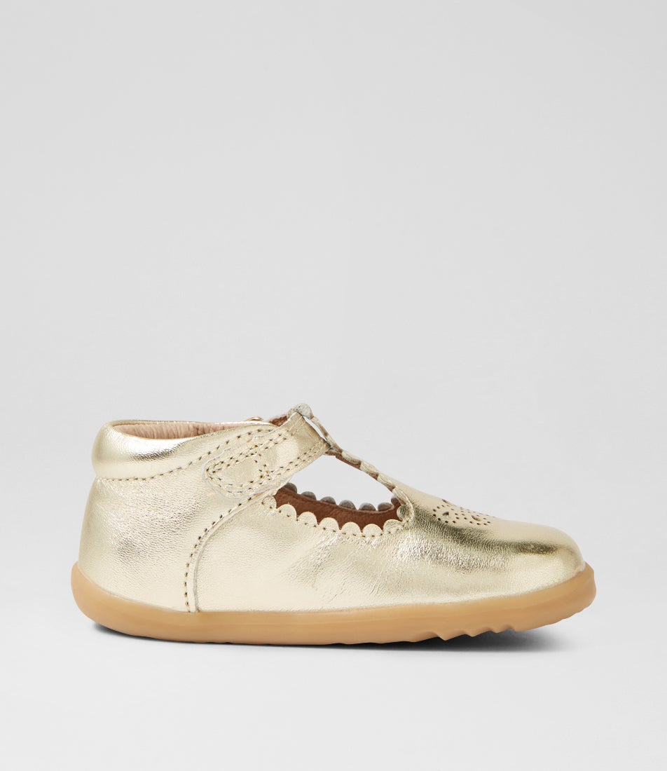 Bobux Su Poppy Gold Leather Flat Shoes