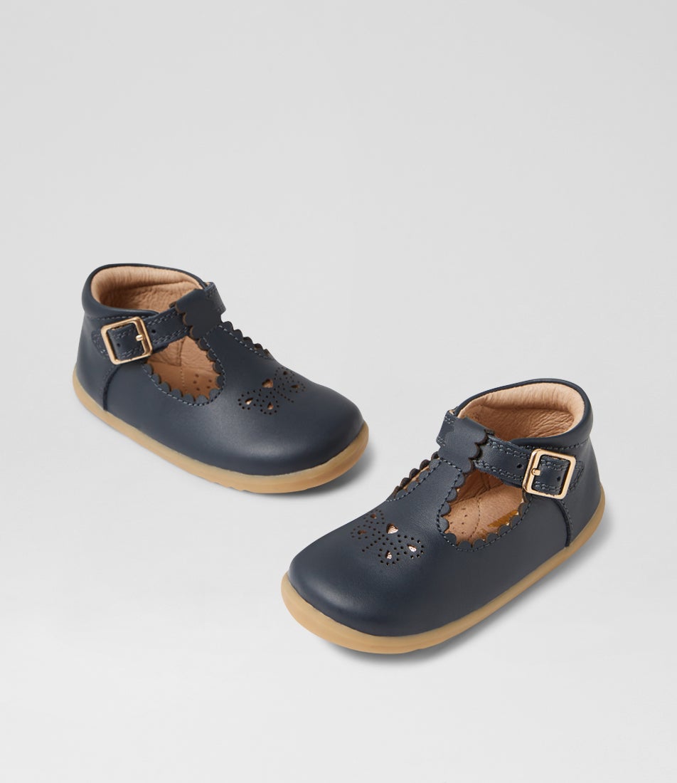 bobux Su Poppy Navy Leather Flat Shoes