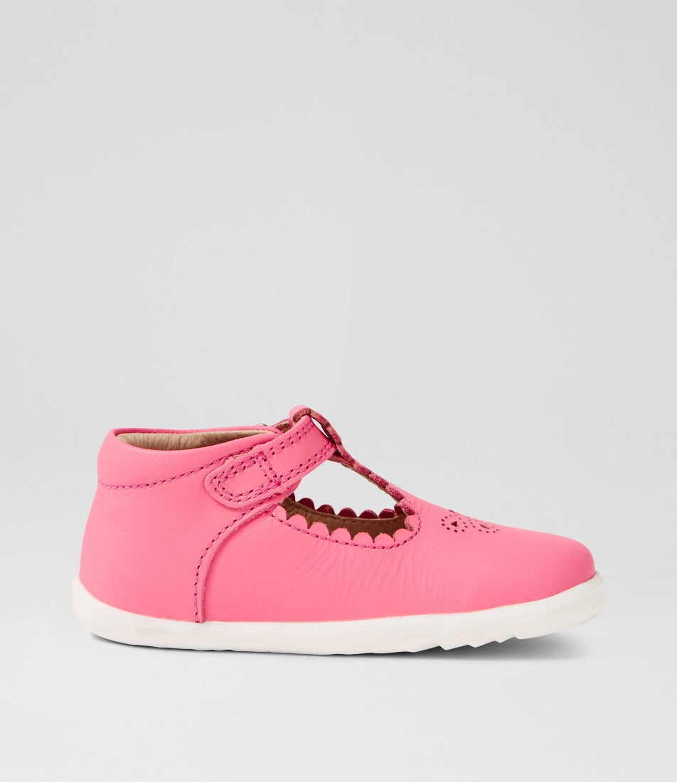 Bobux Su Poppy Pink Lemonade Leather Flat Shoes