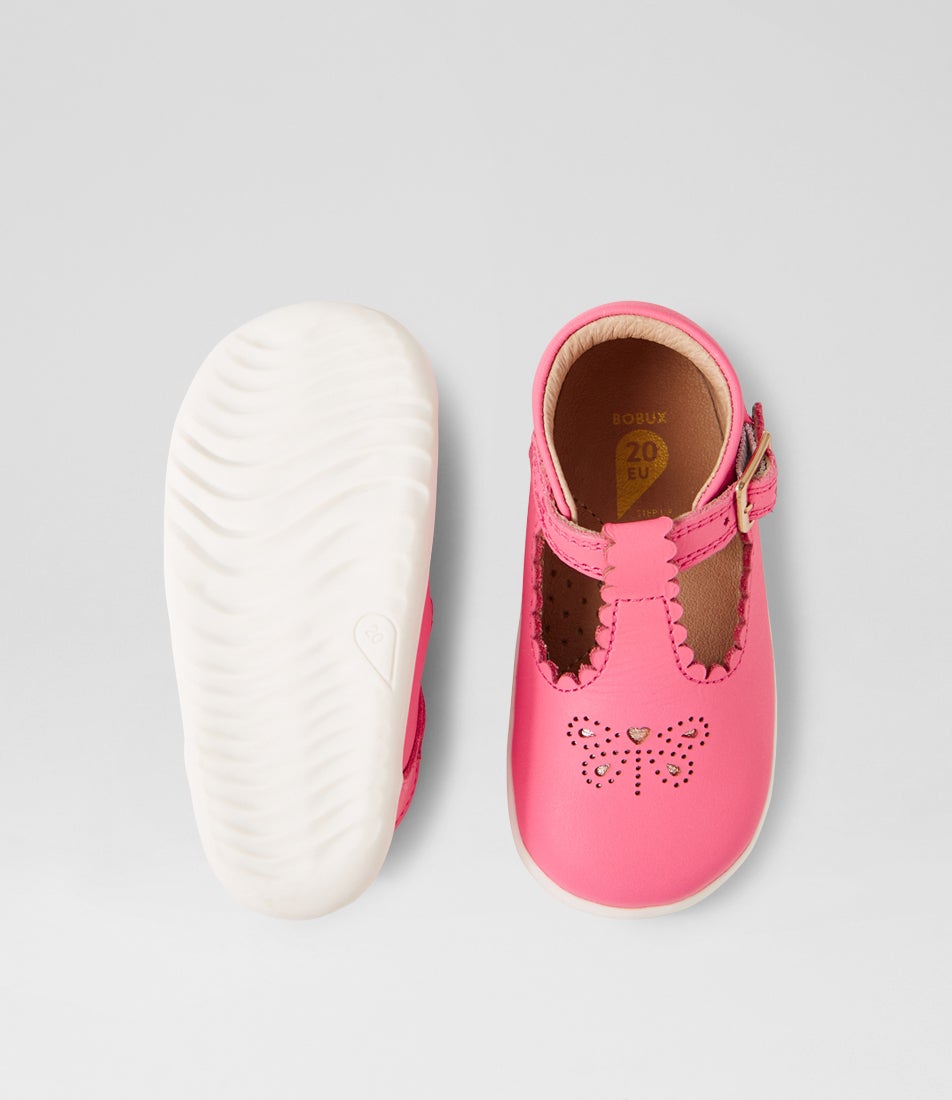 Bobux Su Poppy Pink Lemonade Leather Flat Shoes