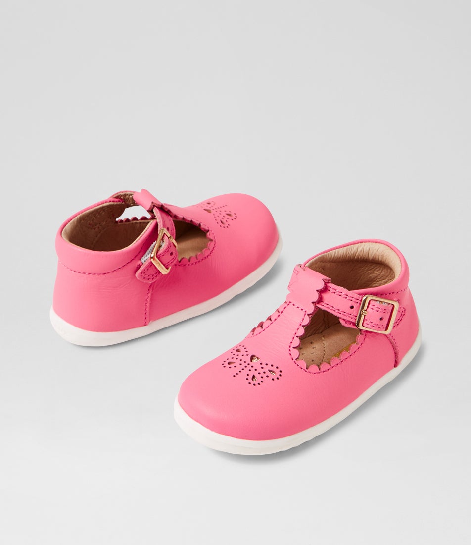 bobux Su Poppy Pink Lemonade Leather Flat Shoes