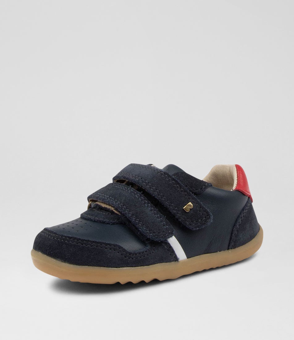 Bobux Su Riley Infant Navy Red Leather Sneakers