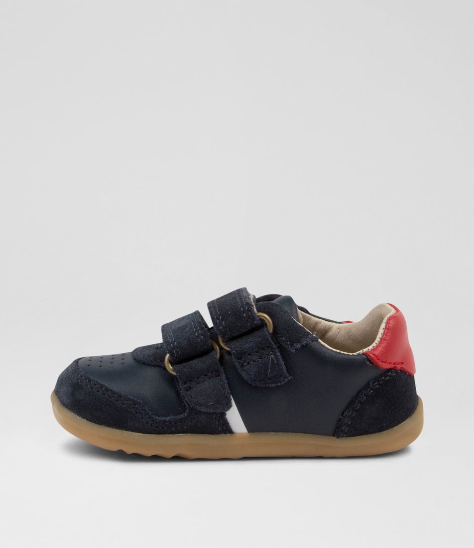 Bobux Su Riley Infant Navy Red Leather Sneakers