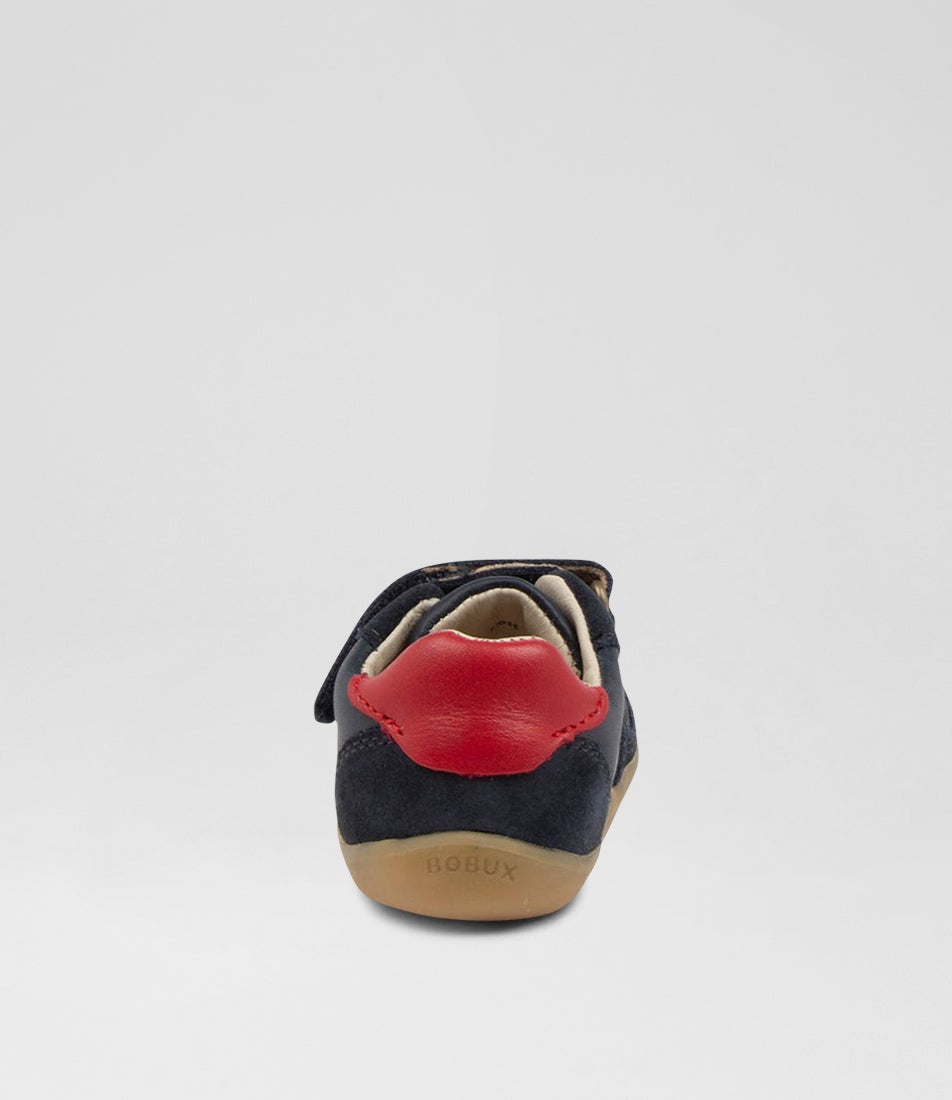 Bobux Su Riley Infant Navy Red Leather Sneakers