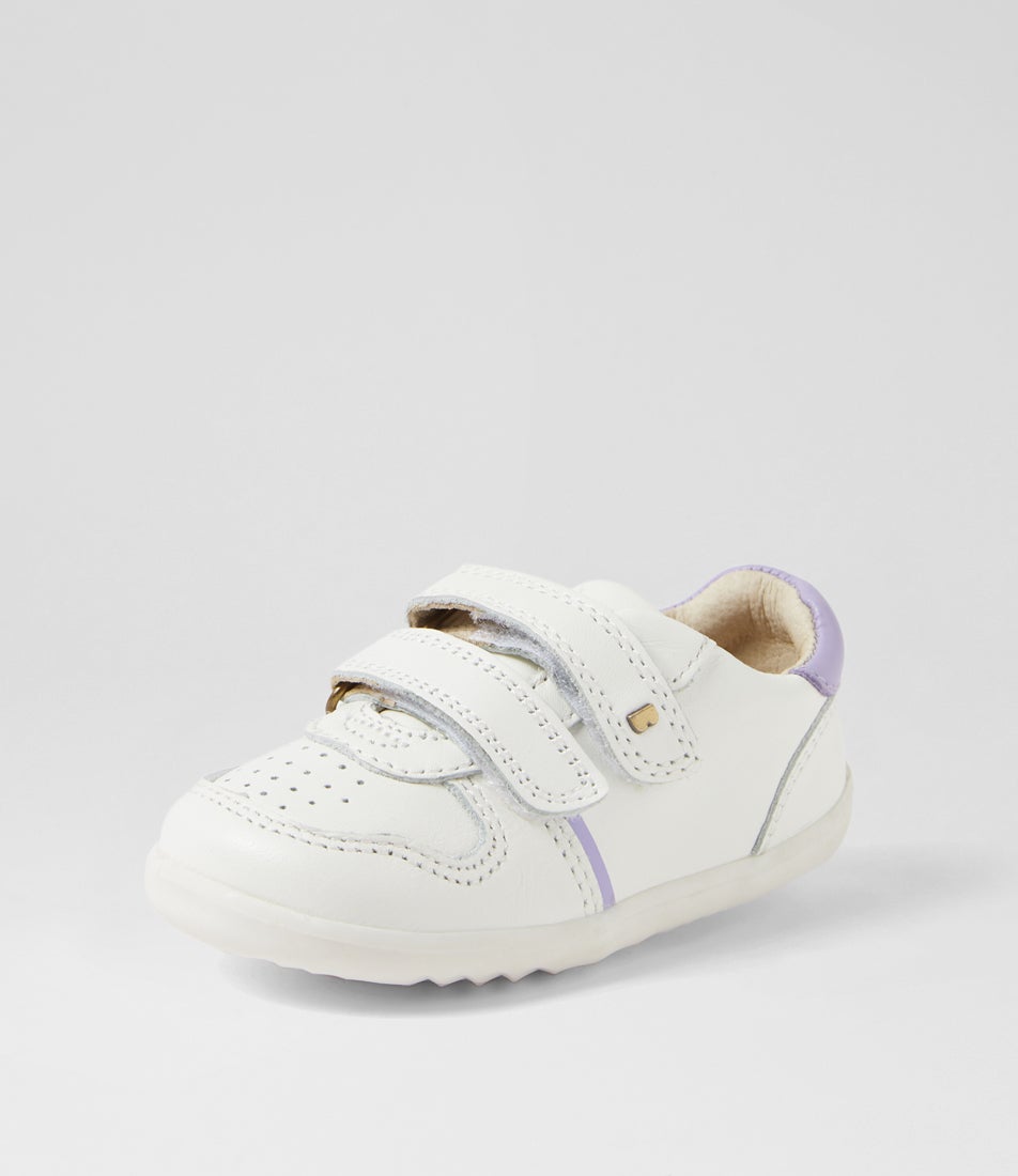 Bobux Su Riley Infant White Lilac Leather Sneakers