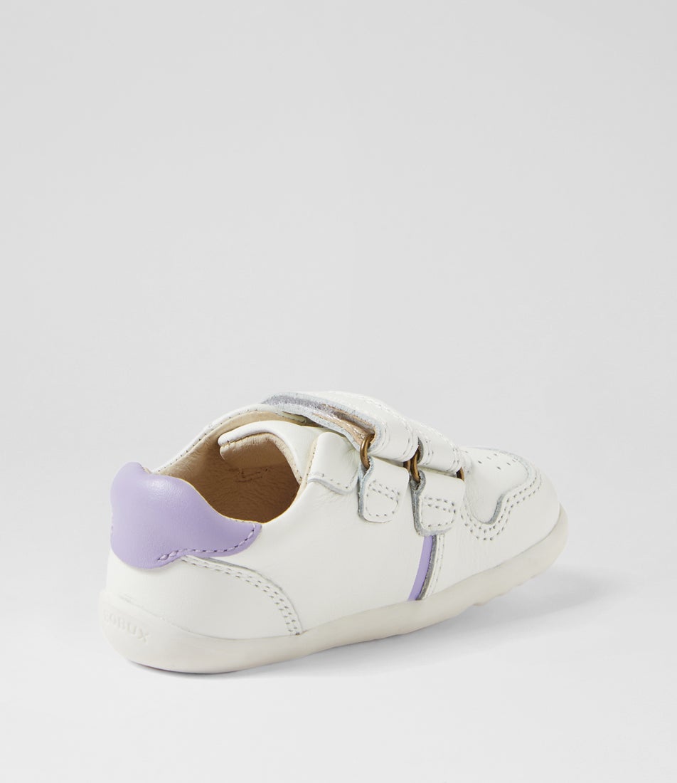 Bobux Su Riley Infant White Lilac Leather Sneakers