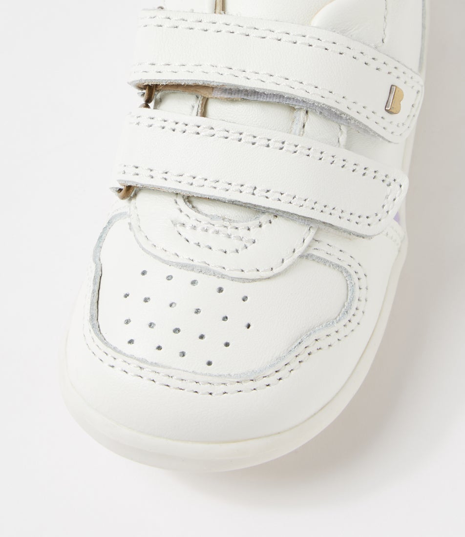 Bobux Su Riley Infant White Lilac Leather Sneakers