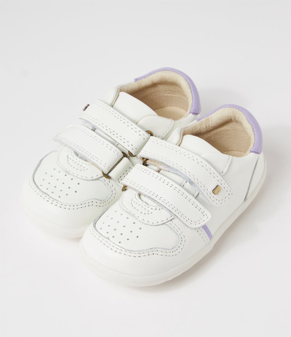 bobux Su Riley Infant White Lilac Leather Sneakers