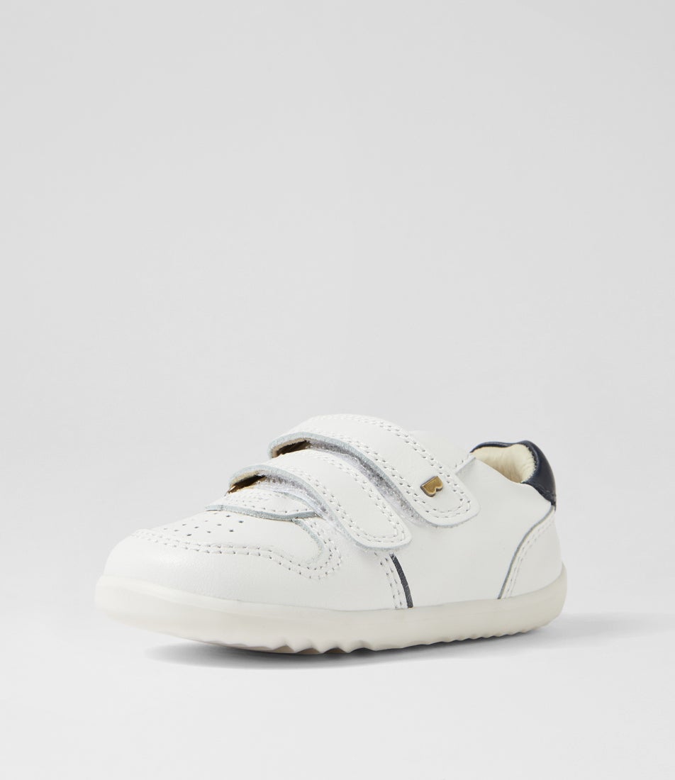 Bobux Su Riley Infant White Navy Leather Sneakers