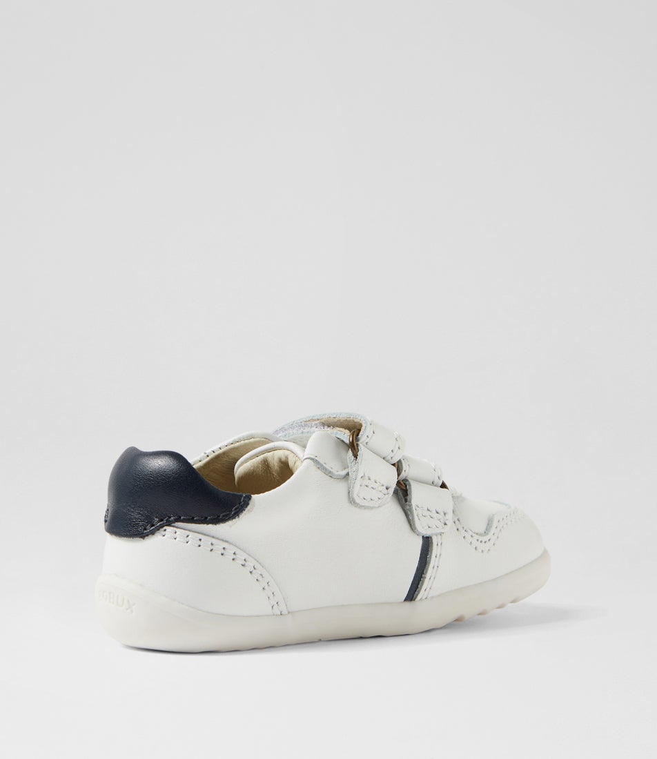 Bobux Su Riley Infant White Navy Leather Sneakers
