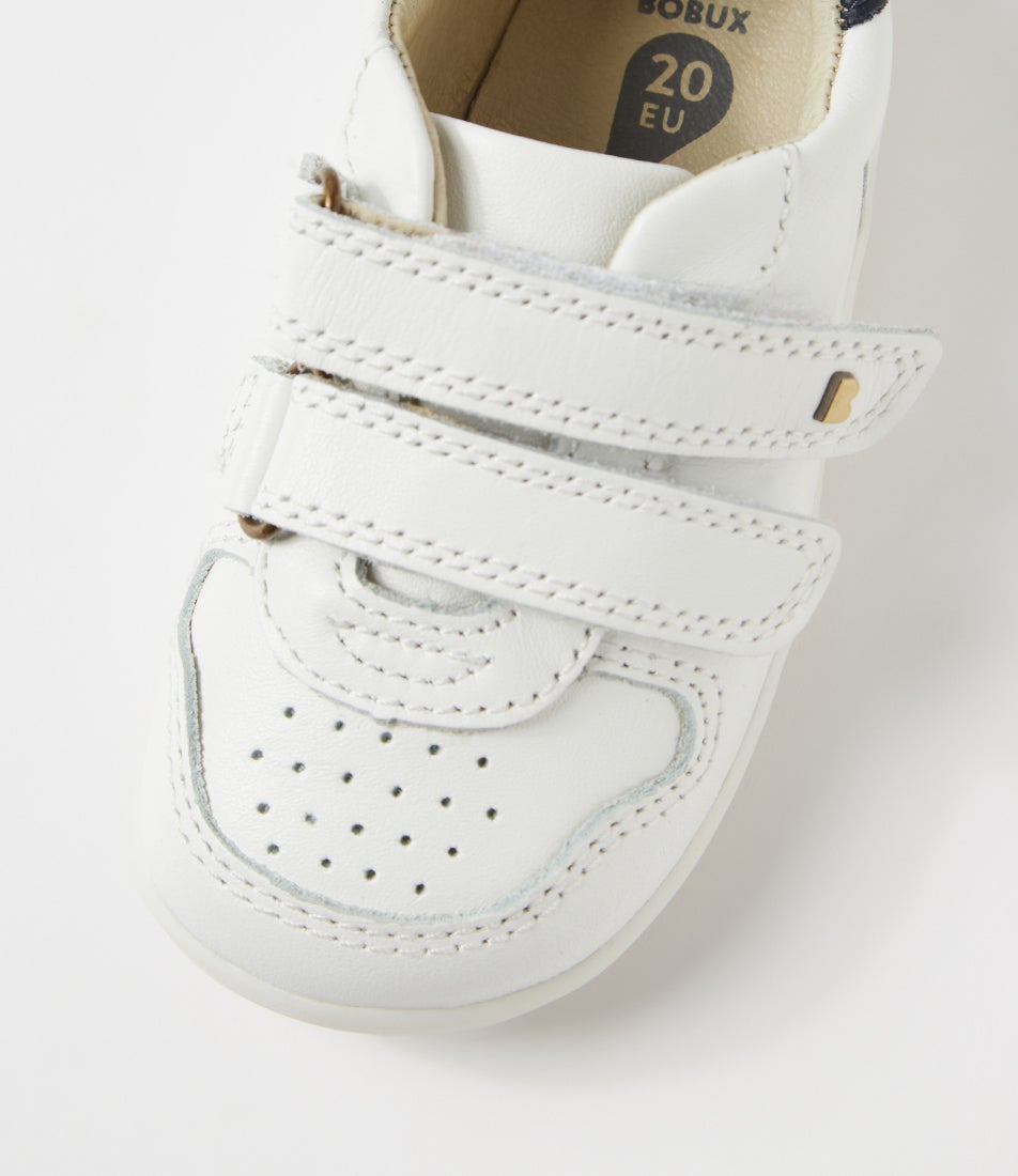 Bobux Su Riley Infant White Navy Leather Sneakers