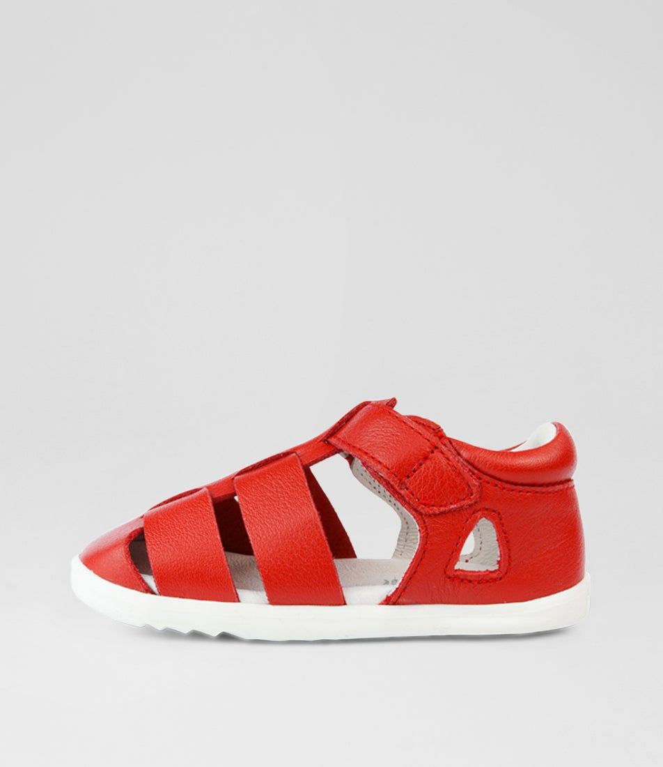 bobux Su Tidal Infant Red Leather Flat Shoes