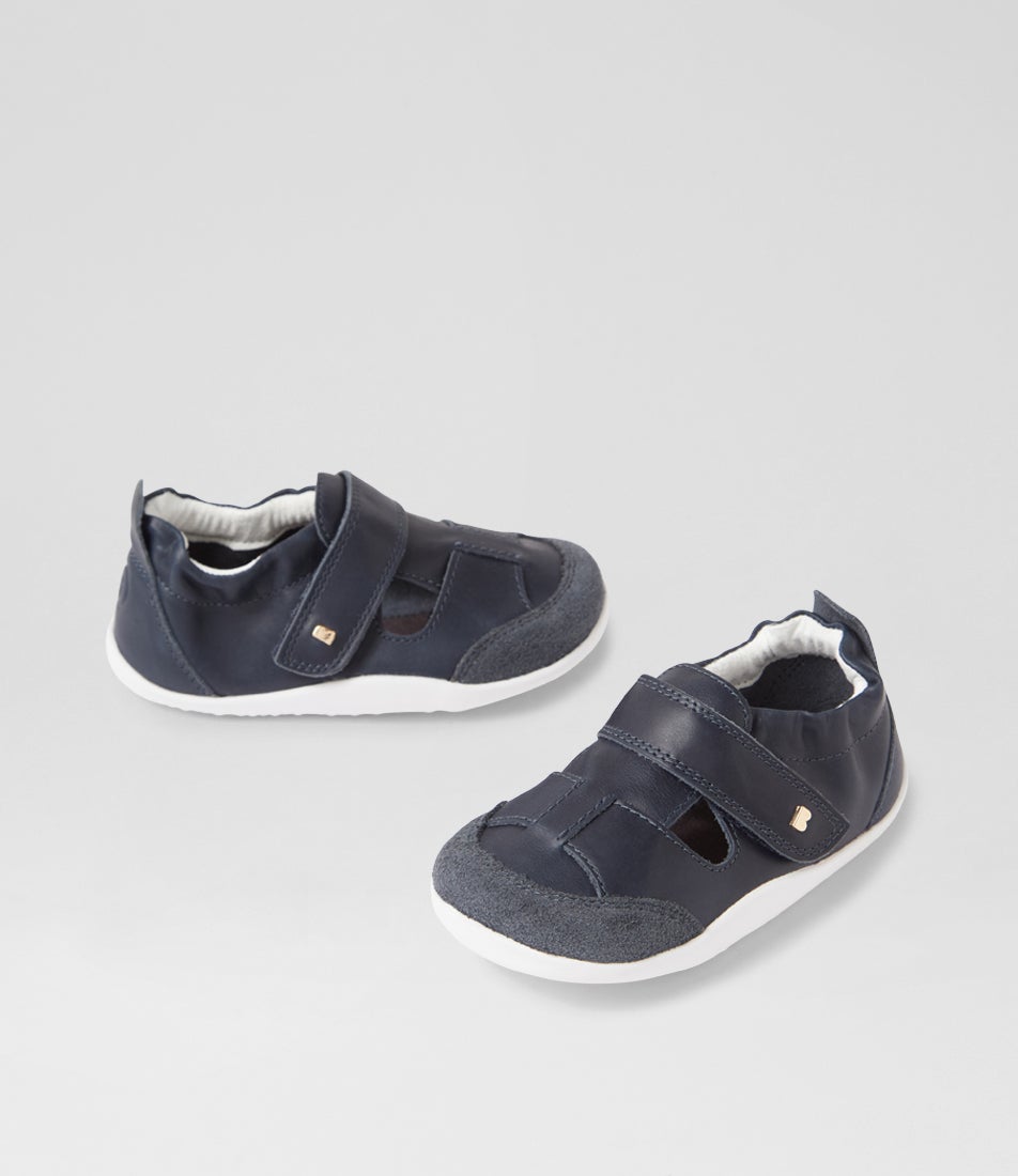 bobux Xp Beau Navy Leather Flat Shoes