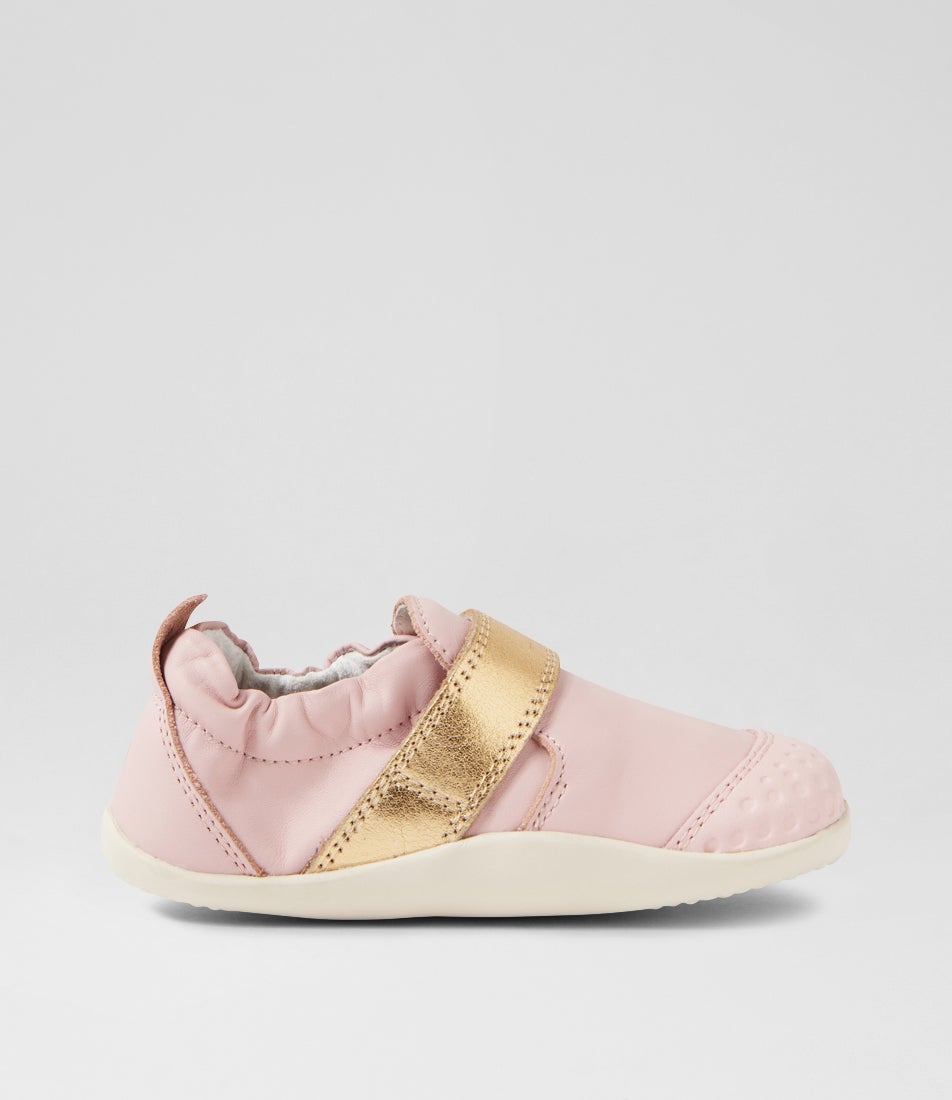 Bobux Xp Go Ballet Pink Gold Leather Flat Shoes