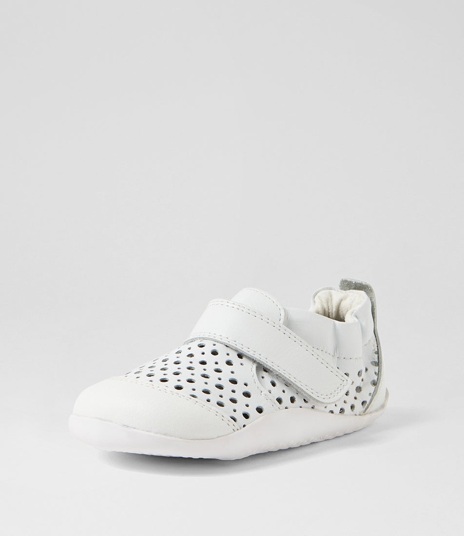 Bobux Xp Go Punch White Leather Flat Shoes