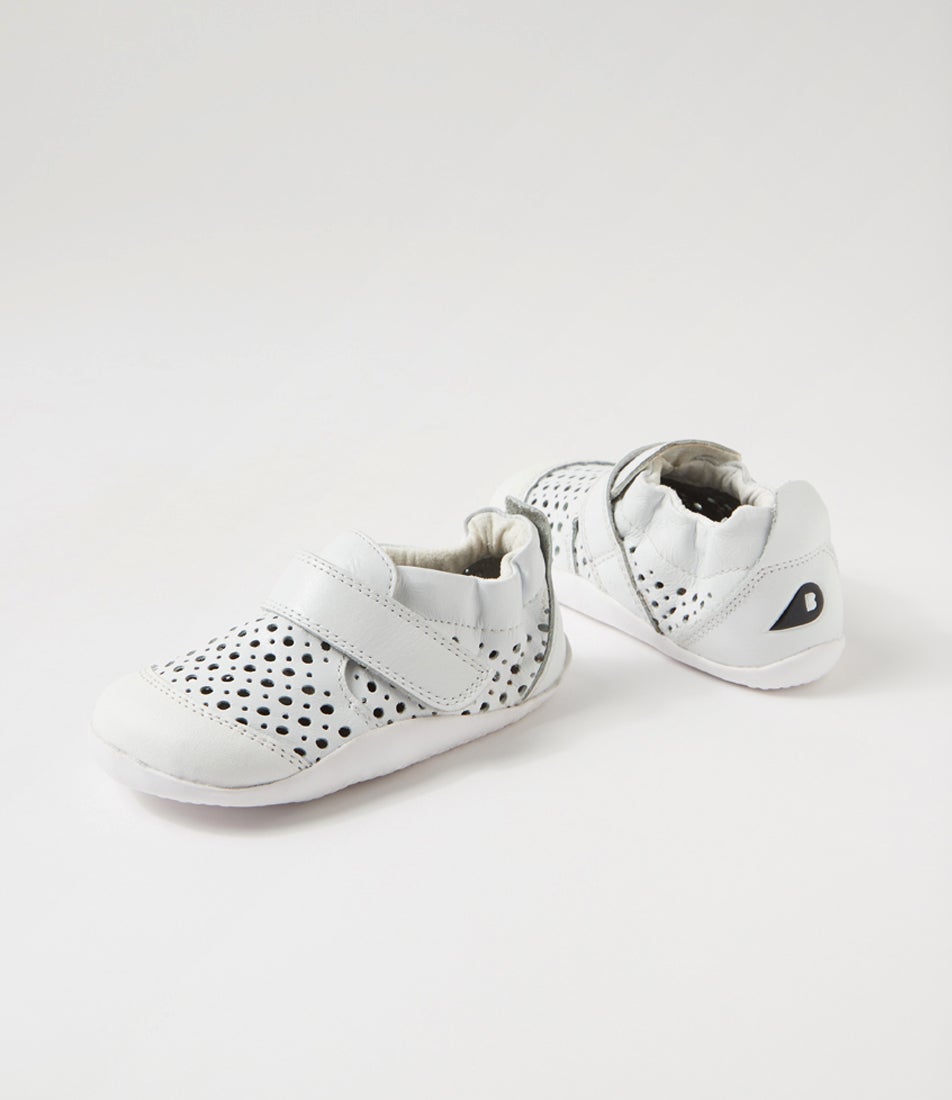 bobux Xp Go Punch White Leather Flat Shoes