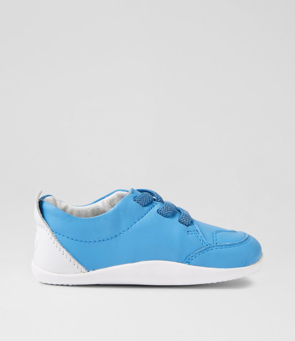 Bobux Xp Sport Azure Blue White Leather Flat Shoes