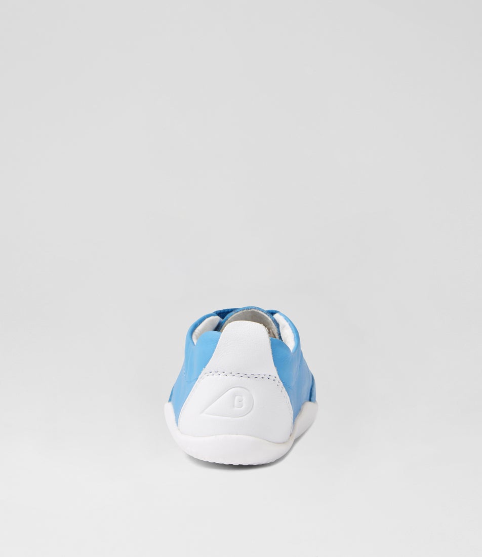 Bobux Xp Sport Azure Blue White Leather Flat Shoes