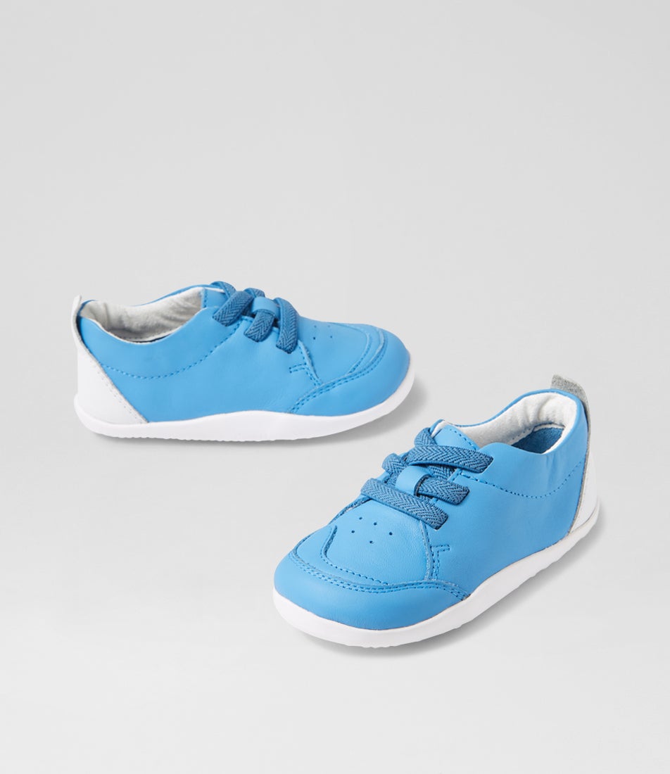 bobux Xp Sport Azure Blue White Leather Flat Shoes