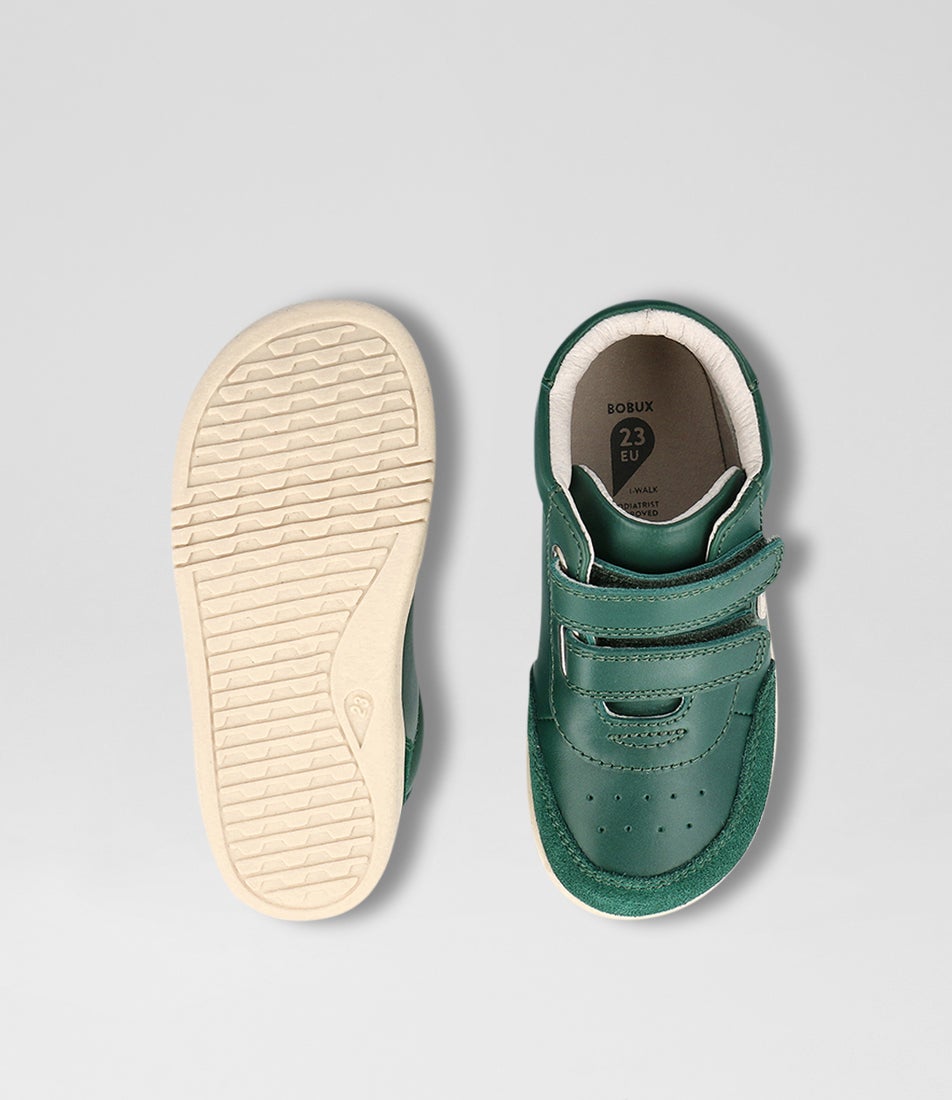 Bobux Iw Champ High Toddler Deep Emerald Chalk Leather Ankle Boots