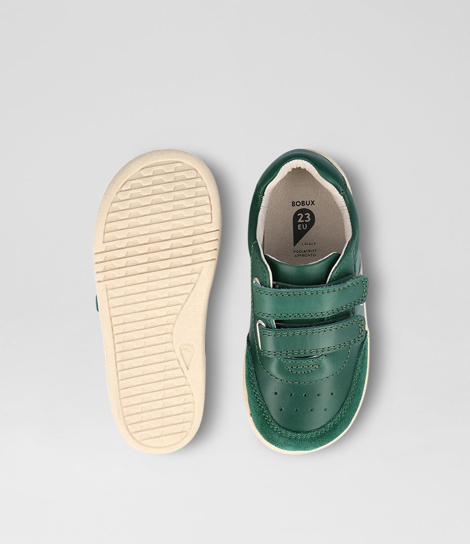 bobux Iw Champ Toddler Deep Emerald Chalk Leather Sneakers
