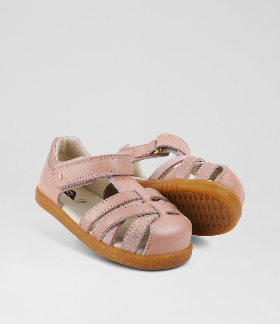 Bobux Iw Cross Jump Toddler Dusk Pearl Rose Gold Leather Flat Shoes