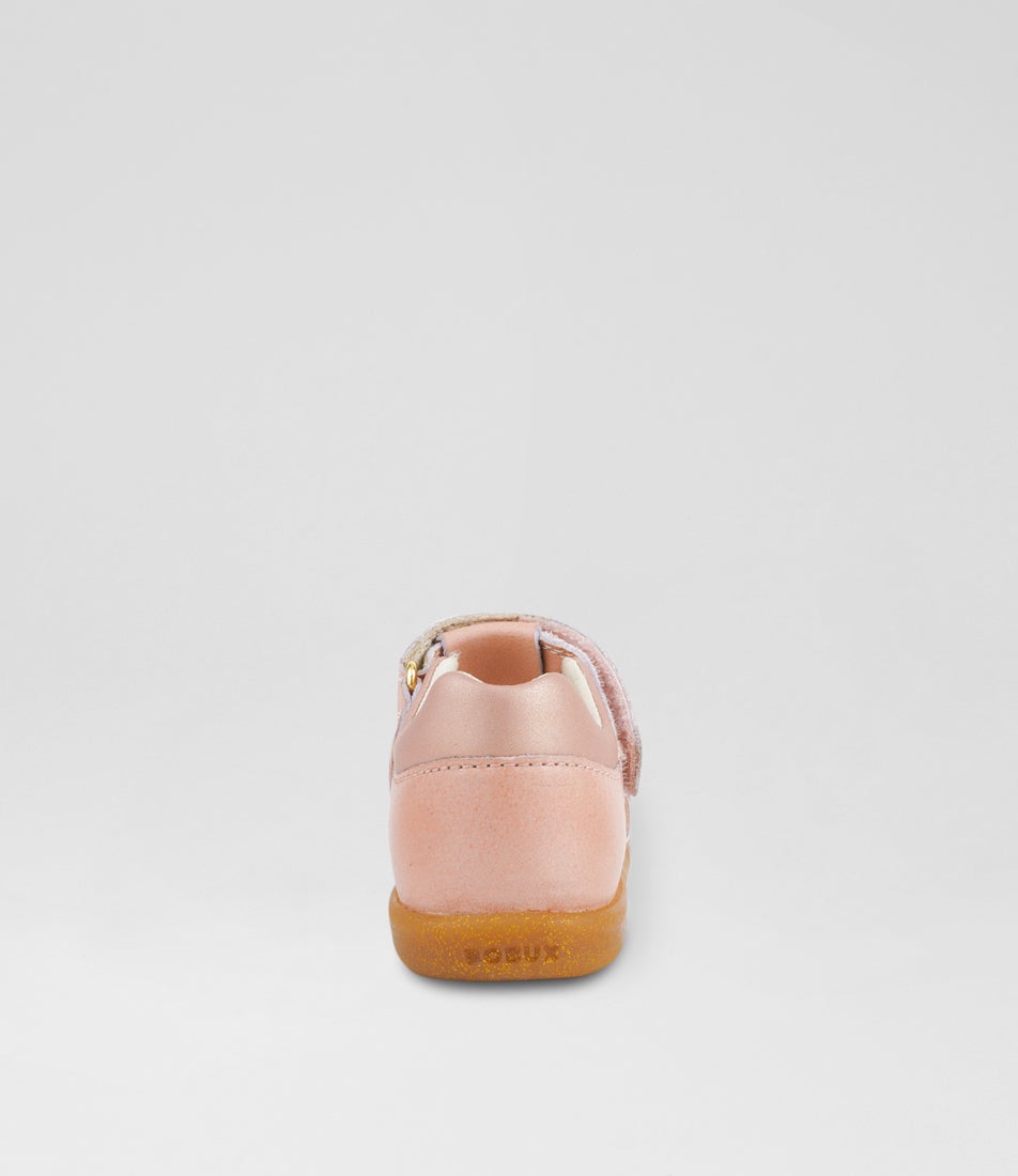 Bobux Iw Cross Jump Toddler Dusk Pearl Rose Gold Leather Flat Shoes