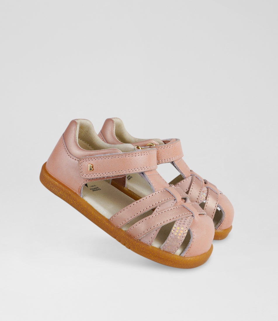 bobux Iw Cross Jump Toddler Dusk Pearl Rose Gold Leather Flat Shoes